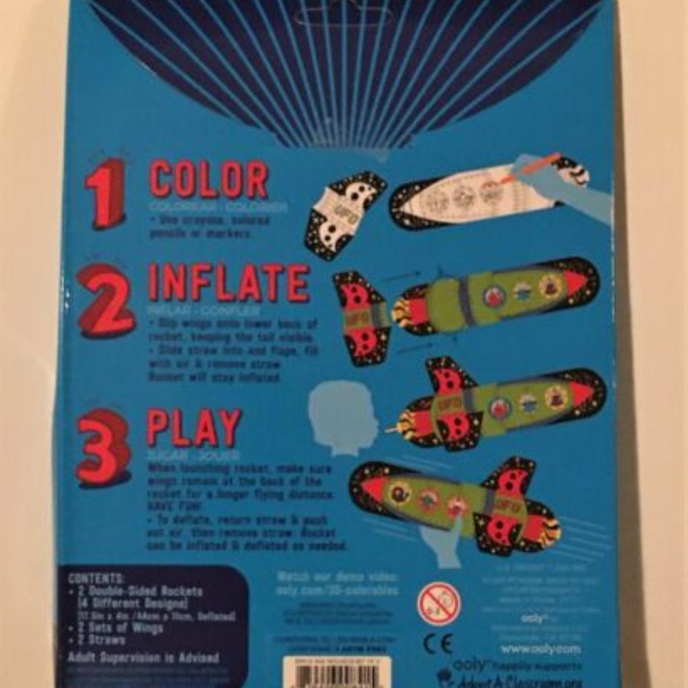 OOLY 3D Colorables Inflatable Space Age Rockets ~ NEW! - Picture 2 of 2